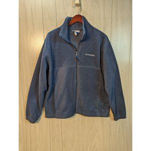 Columbia Fleece Jacket Mens Full Zip Size Large Blue Mock Neck Long Sleeve